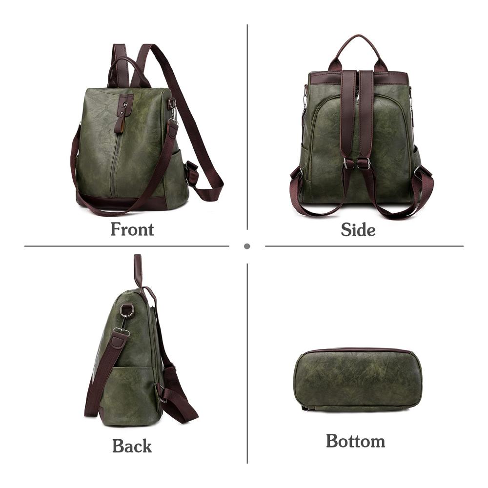Damen Rucksackhandtasche Stilvolle Anti-Diebstahl Schultertasche mit Kopfhörerloch - Wasserdichtes PU-Leder ideal für Schule Arbeit und Reisen