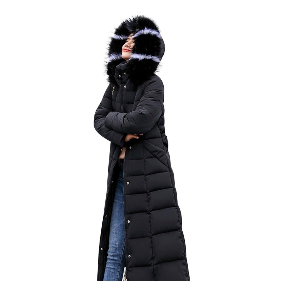 Damen Winter Daunenjacke mit Abnehmbarer Pelzkapuze | Lange Ärmel Warm Winddicht | Outdoor Puffer Mantel