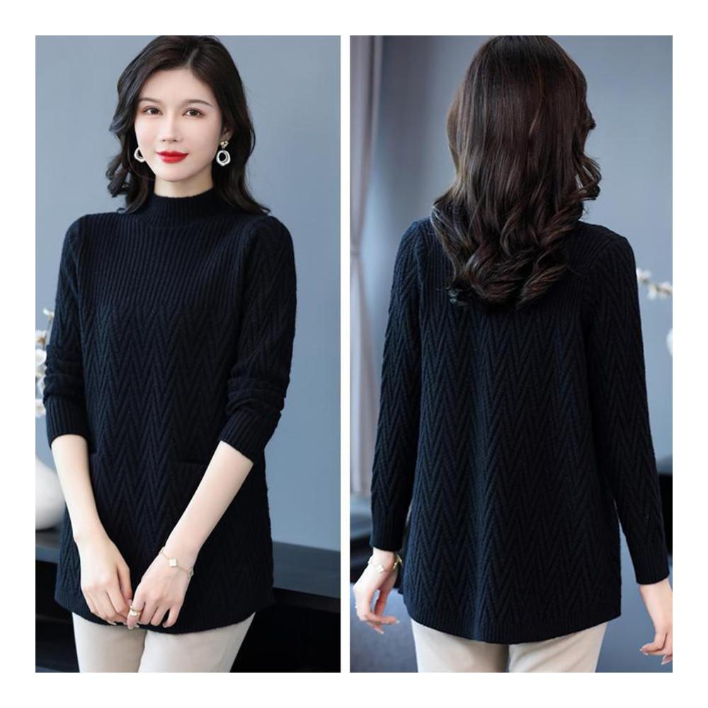 Bequemer Damen-Mantelpullover mit Halbem Rollkragen – Weiches kuscheliges und elastisches Design für kühle Tage