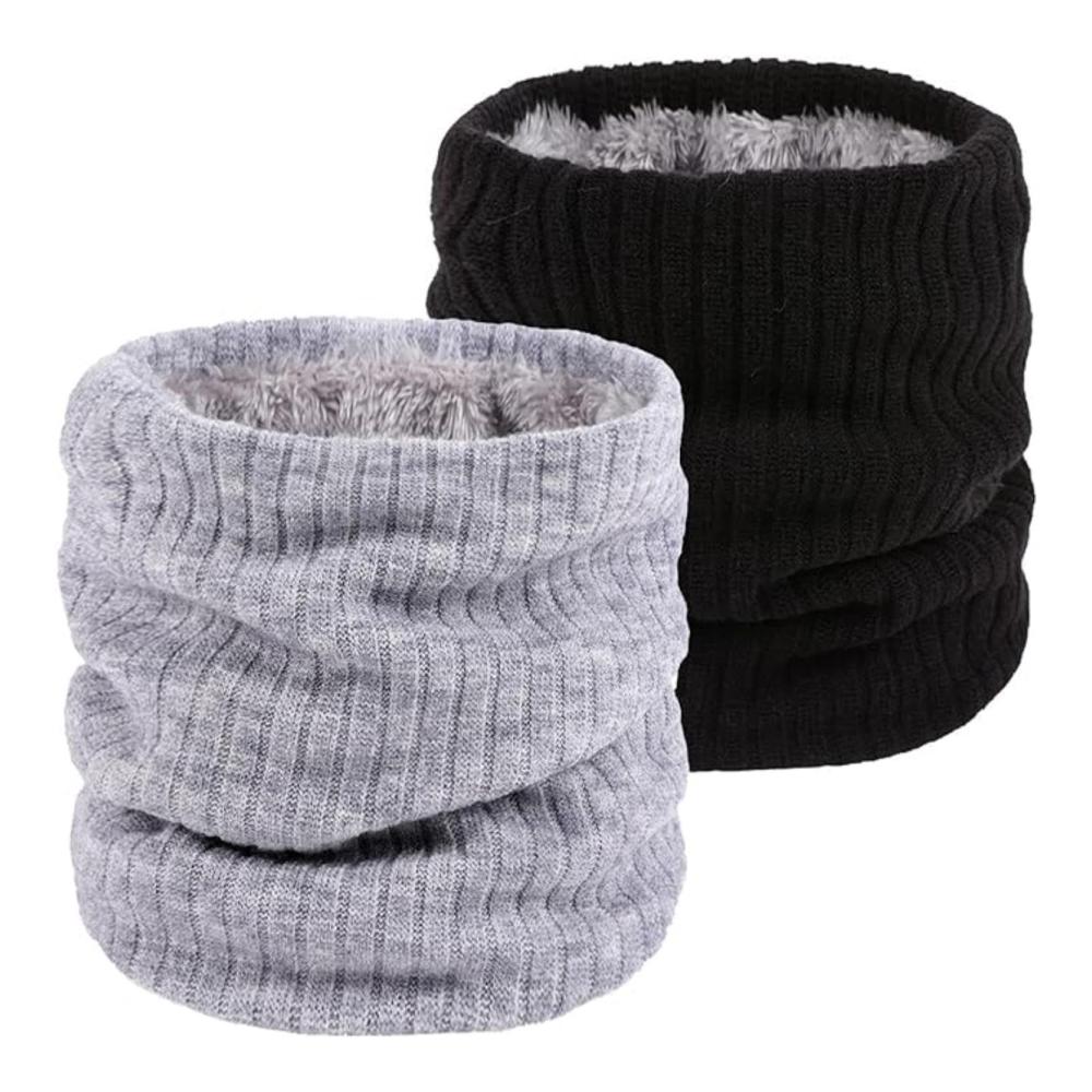Winter Halsschlauch Set - 2 Stück Herren Damen Schals für Ski Outdoor Motorrad - Lässiger Nackenwärmer in Schwarz - Gesichtsschutz für Fahrradfahren - Unisex Halswärmer für Indoor-Aktivitäten