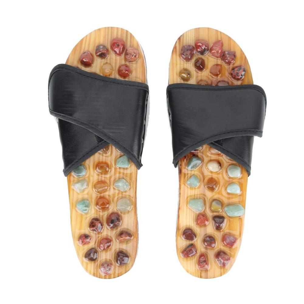 Achat Stein Fußmassage Hausschuhe für Gesundheitspflege - Unisex Sandalen zur Fuß Acupoint Stimulation Schwarz (Größe 39
