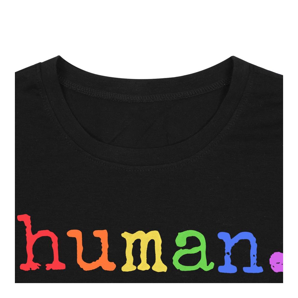LGBTQ Pride T-Shirt für Damen mit Regenbogen Grafik | Kurzarm Human Letter Print Shirt für Gleichheit