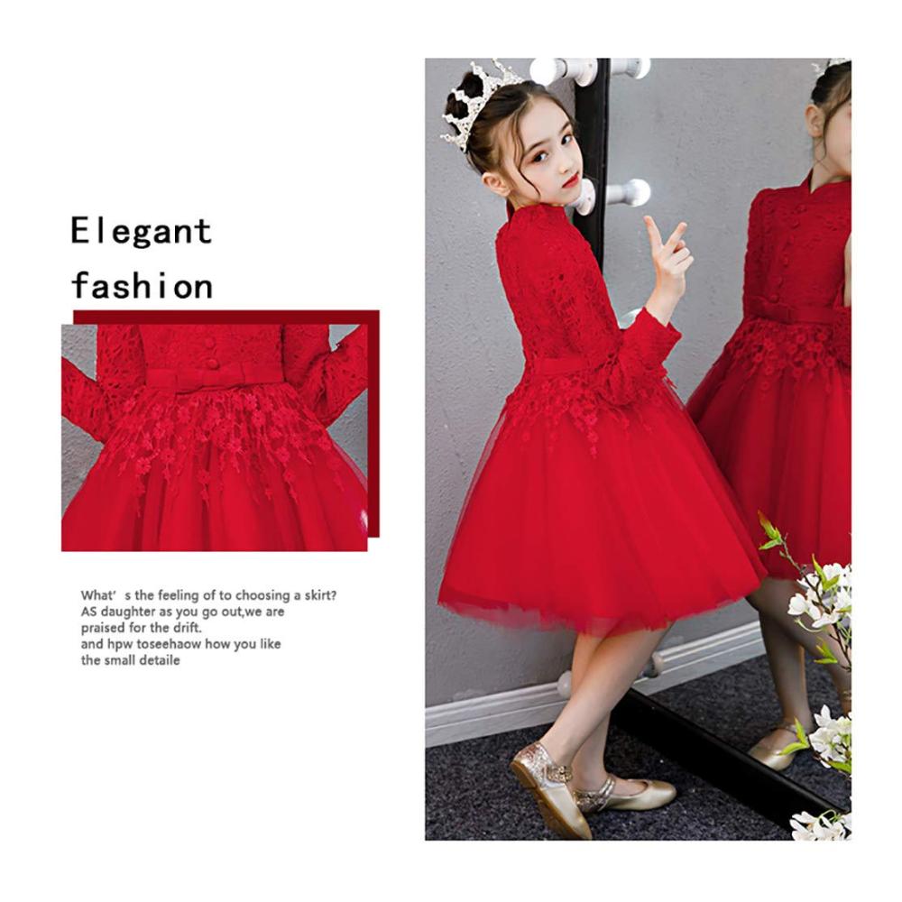 Prinzessin Tutu Kleid für Mädchen Spitzen-Catwalk mit Krone - Rot (110cm