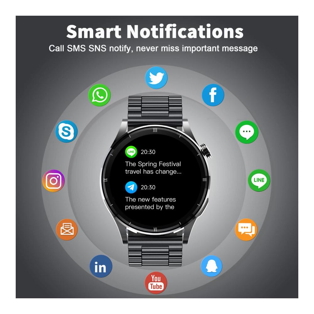 Fashion Smartwatch mit Telefonfunktion 132 Zoll Herren Smartwatch Bluetooth Pulsuhr Schlafmonitor Herzfrequenz Kalorien Sportuhr mit Sprachassistent 360*360 HD Touchscreen für iOS und Android - Optimaler Style und Funktionen