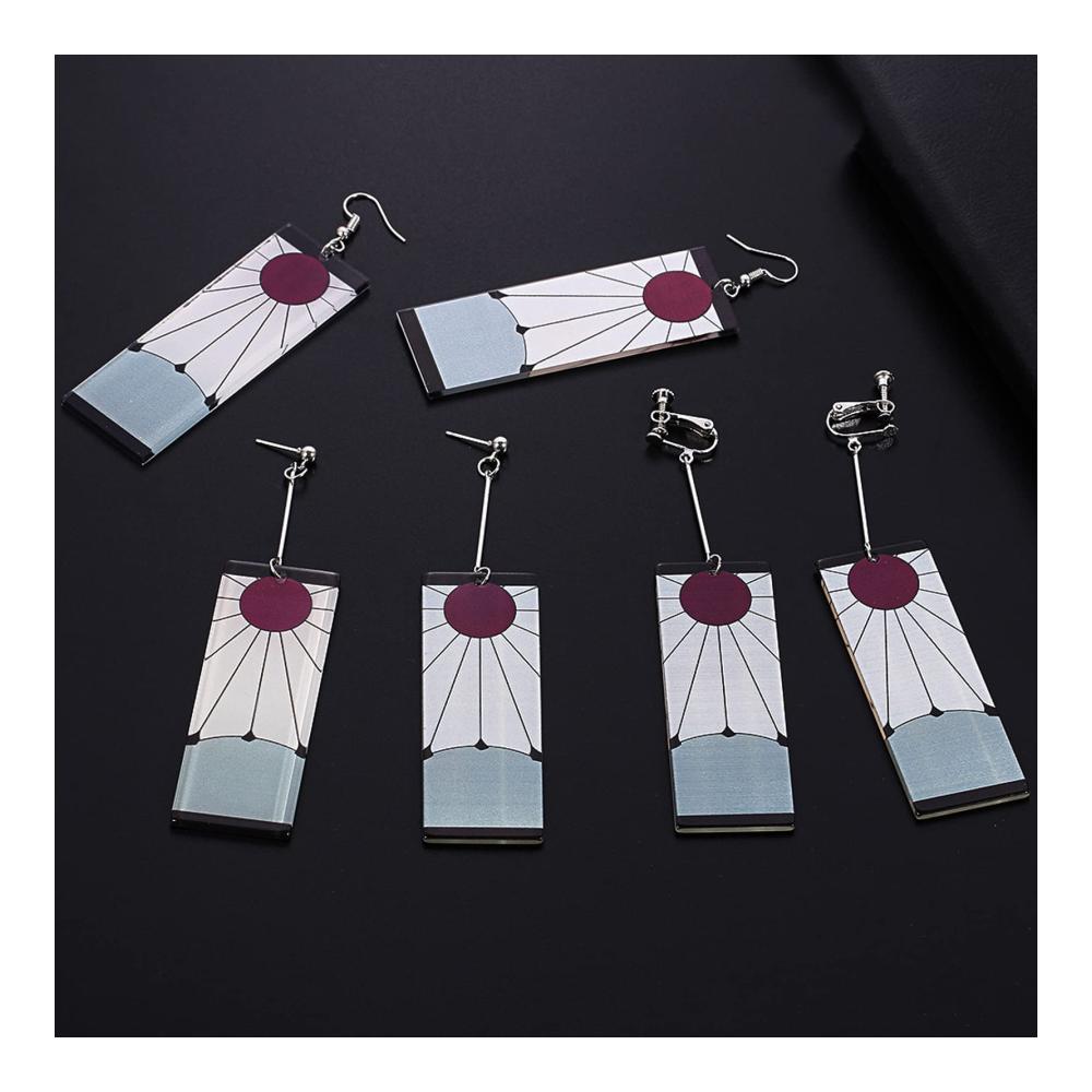24-teiliges Demon Slayer Anime Schmuck-Set Tanjiro Ohrringe Halskette und Sticker