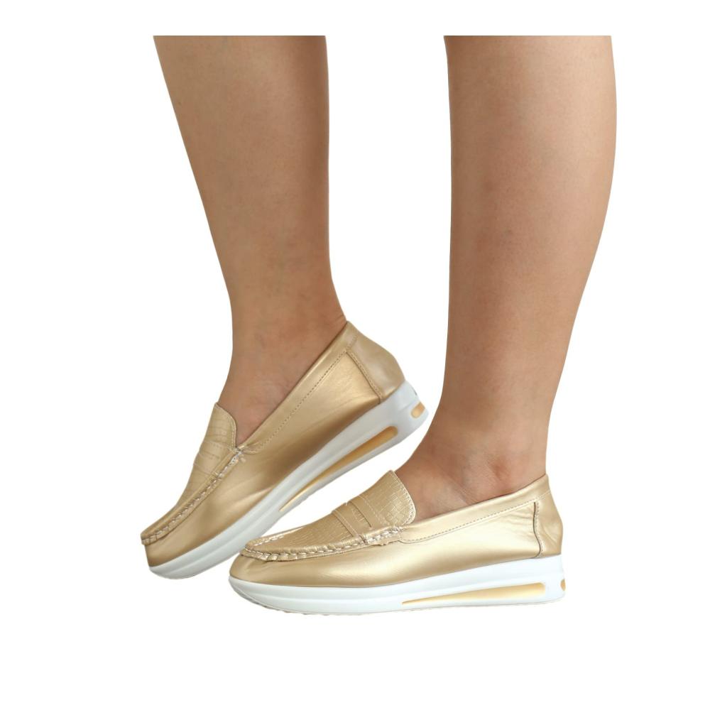 Gelbe Damen Sneaker in Größe 43 mit dicker Sohle – Bequeme Freizeitschuhe runde Zehe Low-Top-Design