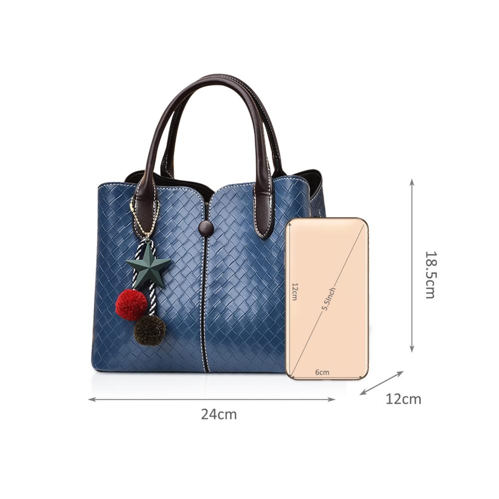 Designer Damen Henkeltasche aus PU-Leder | Großes Fassungsvermögen mehrere Fächer | Stilvolle Umhängetasche mit Pompon