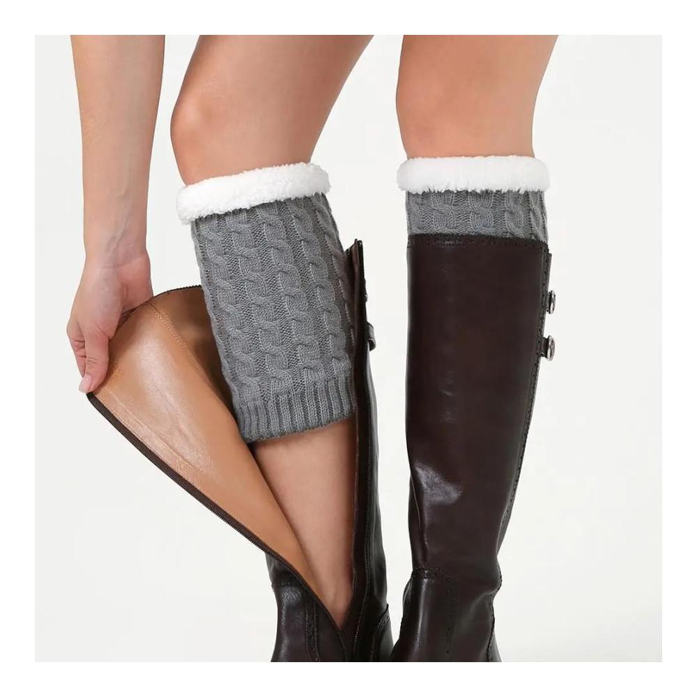 Winter Stulpen für Damen - Kurze Gestrickte Beinwärmer mit Häkelarbeit Pulswärmer und Leg Warmers für Stiefelabdeckung