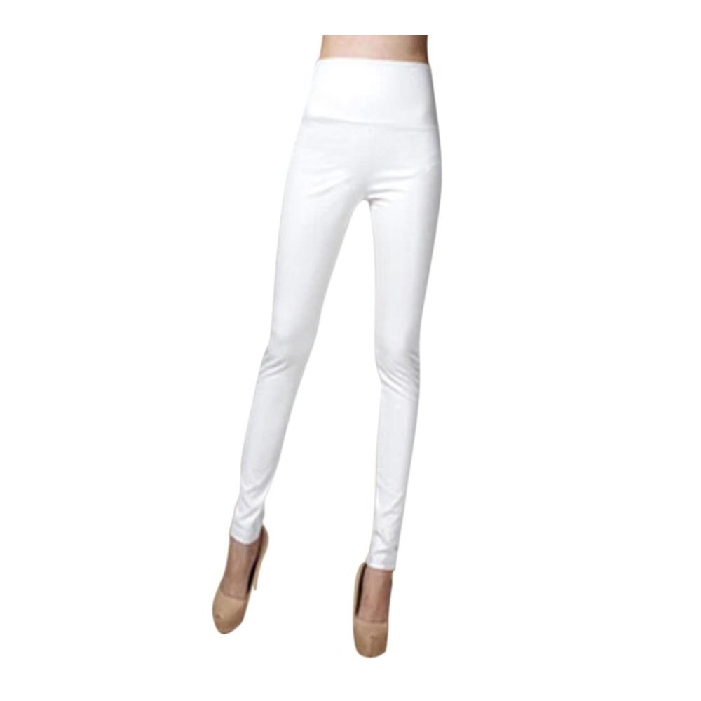 Damen Kunstleder Leggings - Hoch taillierte PU Lederhose für Winter mit Thermal Fleece - Trendige Strumpfhosen Treggins für optimale Wärme und Stil