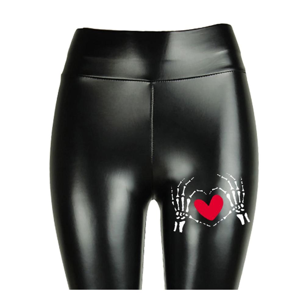 Leder-Optik Damen Leggings für Sexy Street-Style Hohe Taille Slim Fit Punk Chic