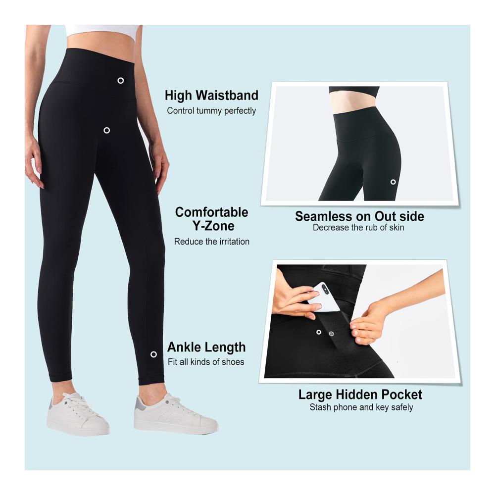 Yoga Leggings Damen Hoch taillierte Sportleggings Blickdicht für Yoga Laufen und mehr – Mit praktischen Taschen