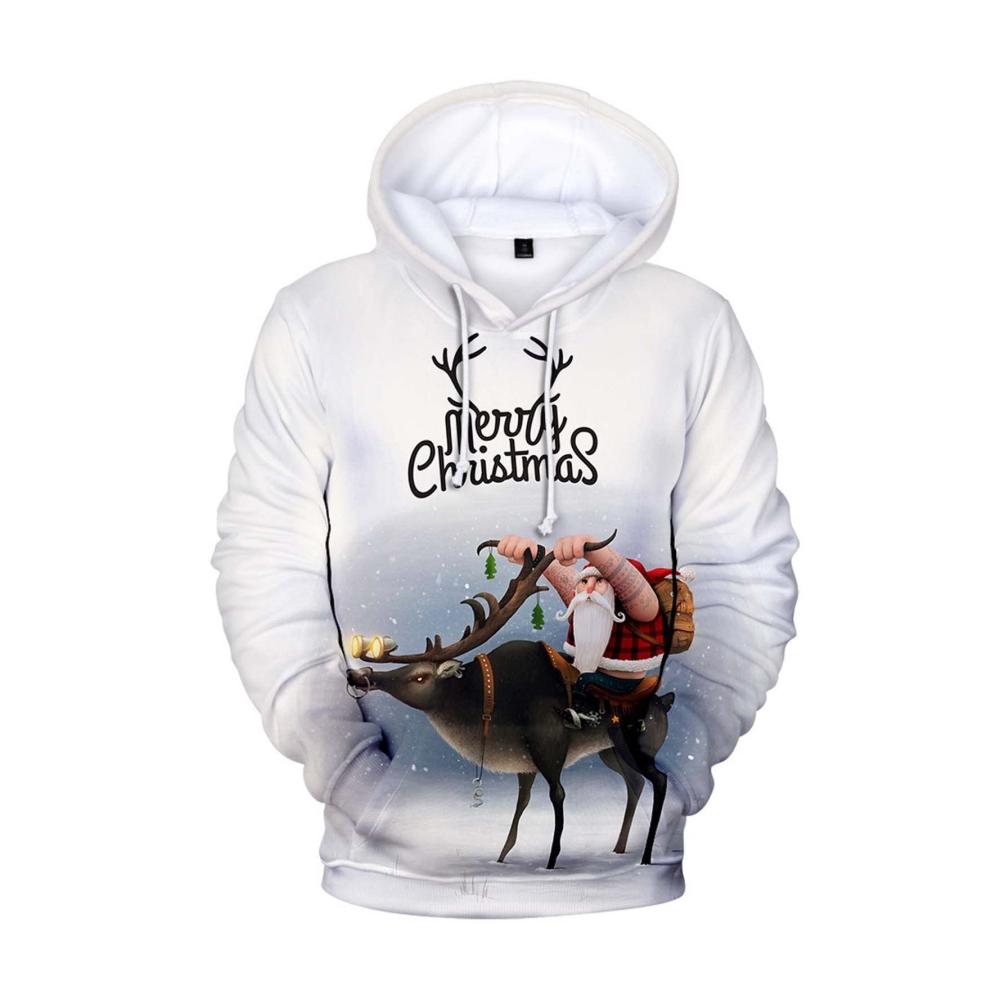 Weihnachts-Hoodie für Herren und Damen – Lustiger 3D-Druck Christmas Pullover mit Taschen – Festlicher Kapuzenpullover Unisex Sweatshirt – Weihnachtspullover Hoody für Herren