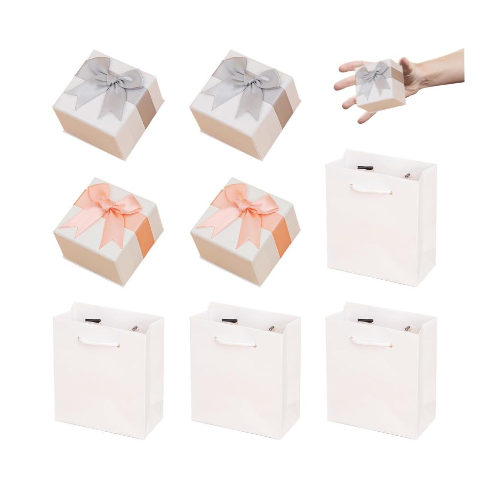 4er Set Kleinformatige Karton-Schmuckkästen Ring- und Geschenkboxen mit Deckel Schleife und Schaumstoffeinlagen für stilvolle Präsentation