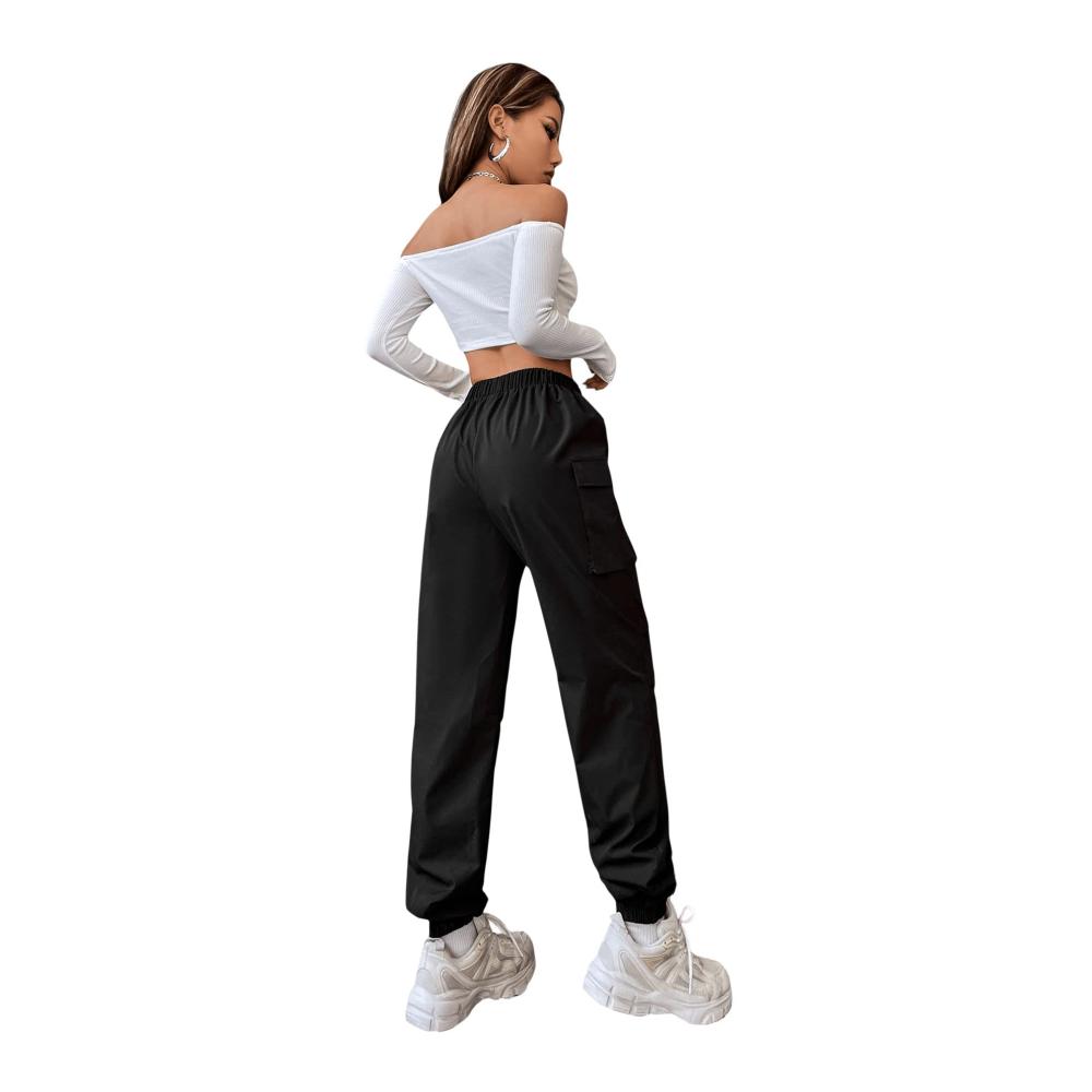 Damen Cargohose mit elastischer Taille Capri Jogger Hosen Cargo-Jogginghose von SOLY HUX - Bequeme Sweathose mit Taschen