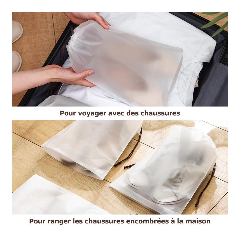Transparente Schuhtaschen 60er Pack – Ideale Schuhhüllen für Reisen 40 x 30CM mit Kordel – Organisieren und Aufbewahren von Schuhen leicht gemacht