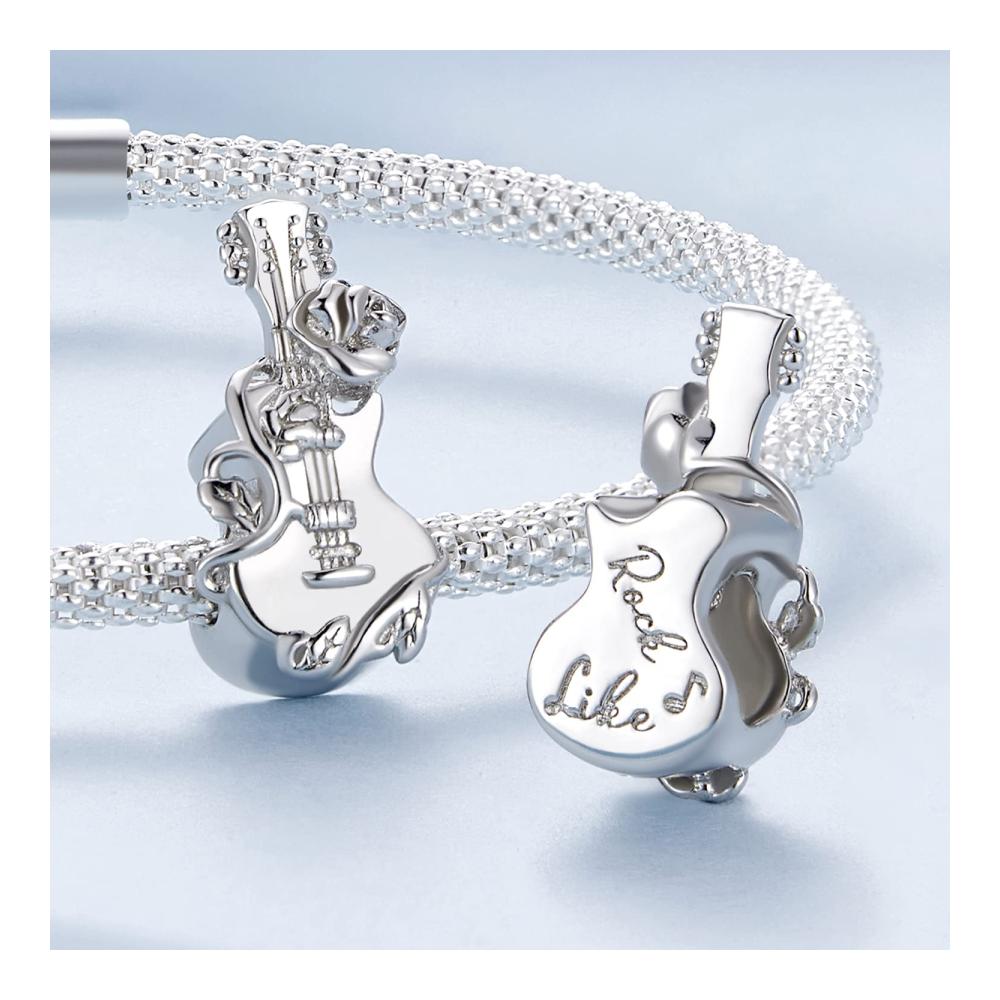 925 Sterling Silber Gitarren Charms Anhänger für Pandora Armbänder und Halskette - Hochwertige Bead Charms für Musikliebhaber