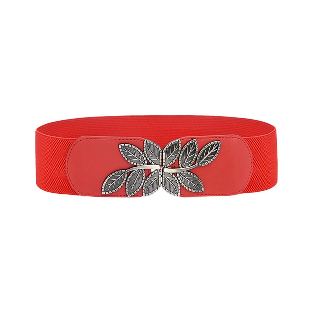 Elastischer Damen-Taillengürtel mit modischer Gürtelschnalle – Stretch Wild Fashion Gürtel für breite Bundbänder und Kleider (Rosso Einheitsgröße