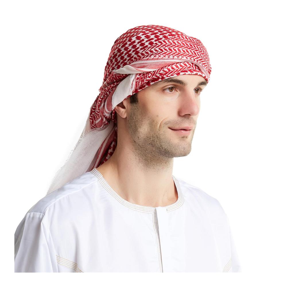 Jacquard Arabischer Schal - Religiöser Keffiyeh für Erwachsene in Geschenkbox | Outdoor Kopftuch für Männer ideal zum Radfahren | Haarschmuck Shemagh Schal für Männer und Frauen
