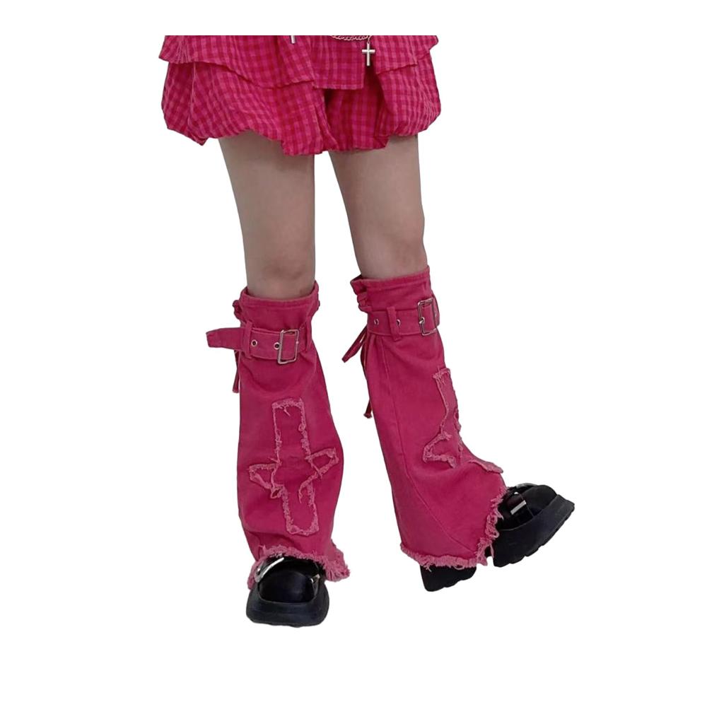 Lolita Jeans Stulpen für Damen - Harajuku Punk Mode mit Überkreuzten Beinwärmern