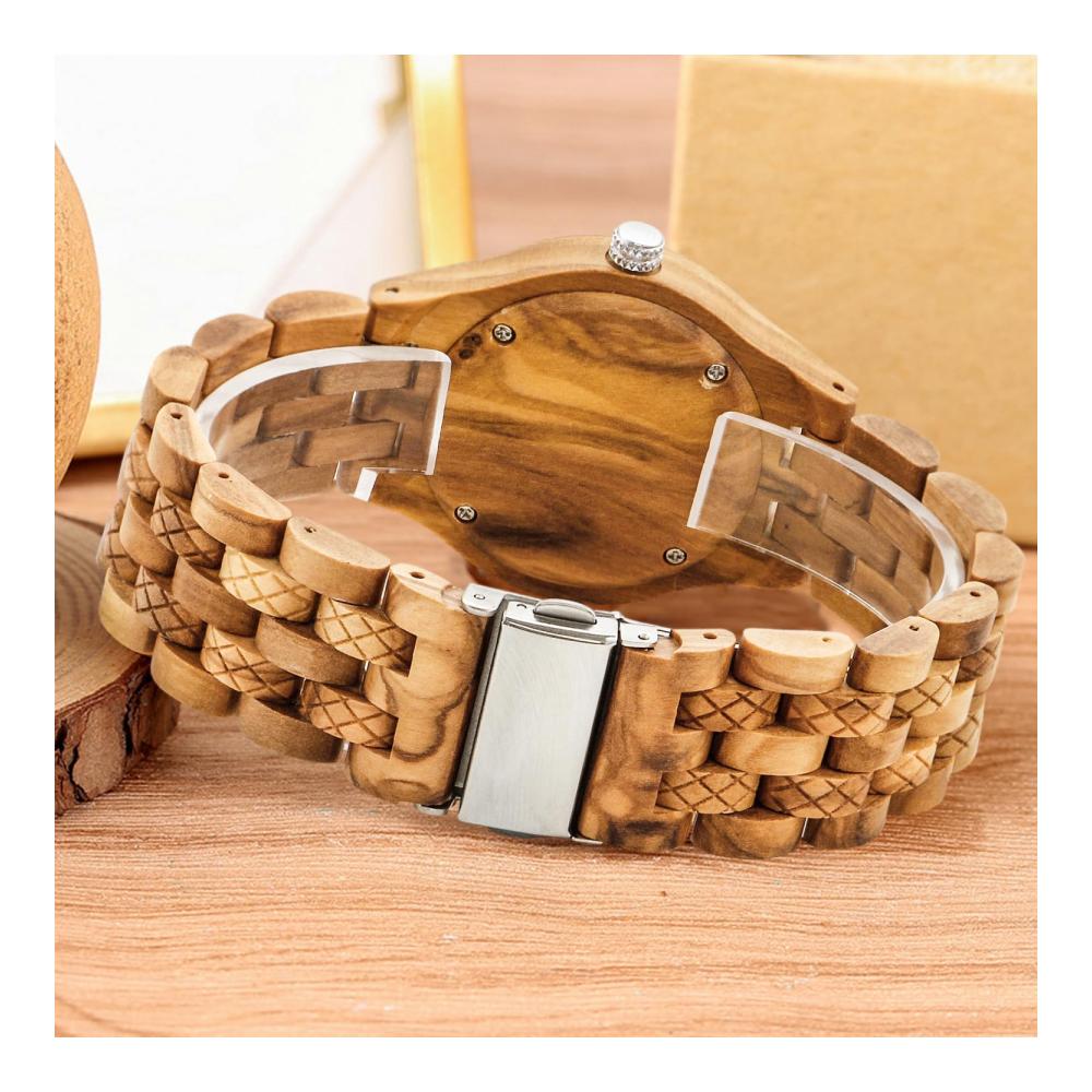 Natürliche Holzuhren für Damen Exklusive Tiong Armbanduhr mit Analogem Quarz Verstellbarem Holzarmband und Leichtem Design