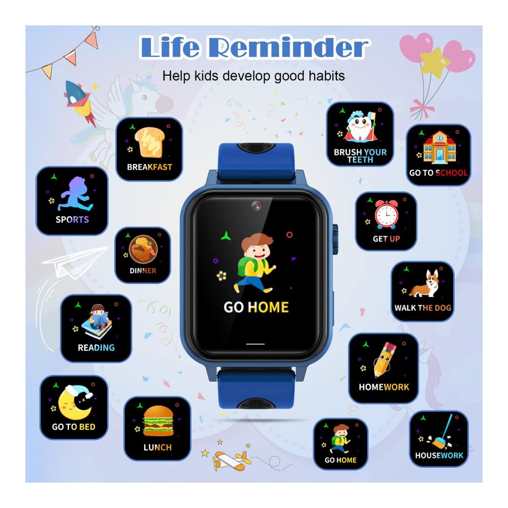 Fashion Smartwatches für Kinder - HD Touch Screen 18 Puzzle Spiele Kamera Video Musik Player - Geschenke für 3-12 Jahre Jungen und Mädchen