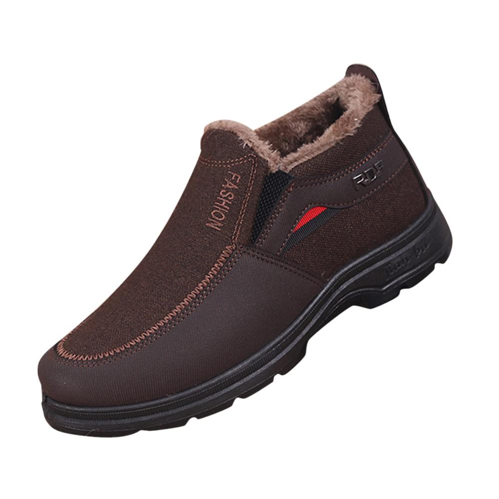 Boxschuhe 2024 Herren Schneestiefel für den Winter mit Runder Zehe Dicker Sohle Schlupf-Design und Atmungsaktivität - Modisch Warm und Bequem