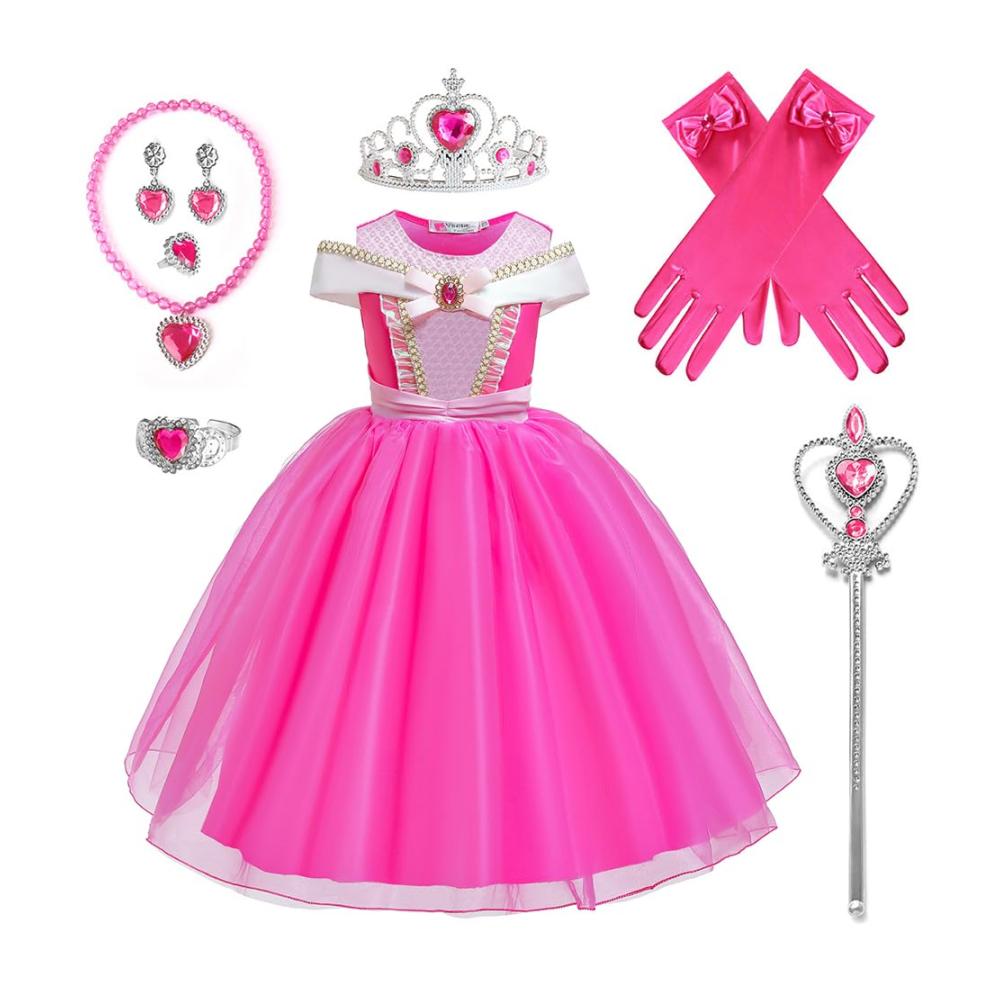 Mädchen Prinzessin Aurora Kostüm - Festliches Kleid für Weihnachten Halloween & Geburtstagsfeier (3-10 Jahre