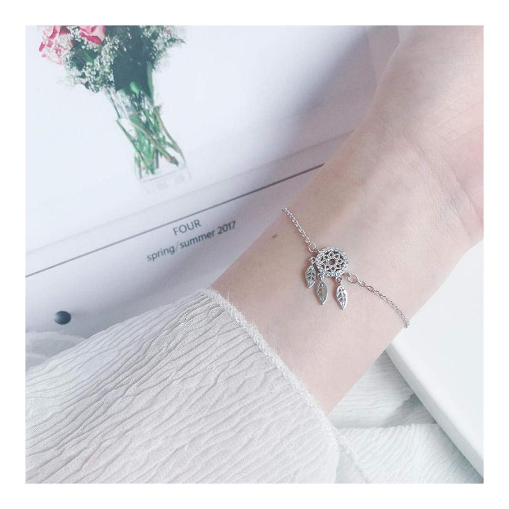 925er Sterlingsilber Damen-Armband mit modischem Traumfänger-Anhänger