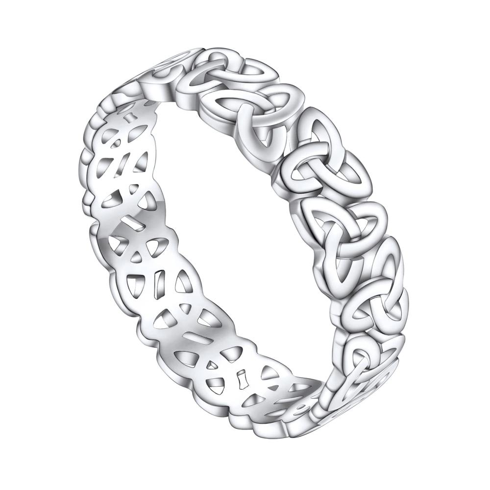 925 Sterling Silber Ring Damen - Keltischer Knoten Triquetra/Olivenblätter Zweig - Geschlossener Ringe Schmuck - Geburtstag Valentinstag Geschenk - Wählbare Größe 47 MM bis 67 MM