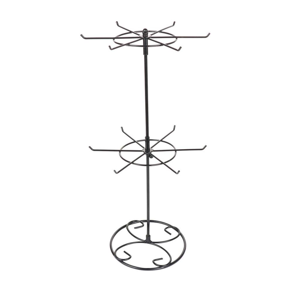 Drehbarer Metall-Schmuckständer Platzsparende 208 x 414 cm Schmuckaufbewahrung für Halsketten Armbänder Ohrringe und Ringe – Doppellagiger Turm für stilvolle Organisation