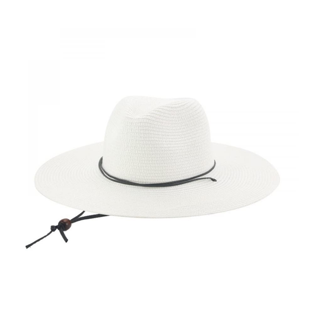 Sommerlicher Strohhut mit großer Krempe – Atmungsaktiver Sonnenhut für Damen und Herren in eleganter Weiß-Optik