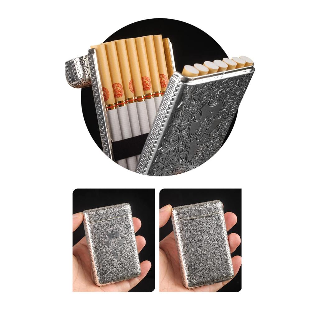 Metallenes Zigarettenetui aus DREI offener Legierung - Kreativ geschnitztes Design ultradünn für Männer europäisches Klassik Etui - Ideales Rauchergeschenk