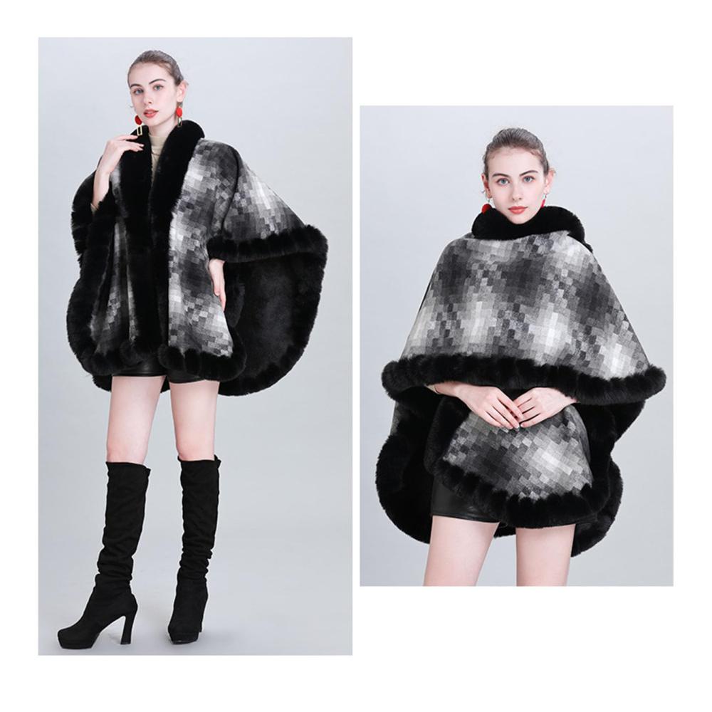 Strick Ponchos & Capes für Damen - Winter Hochzeit Schal mit Kunstpelz Cape Jacke Plaid Decke & Oversize Cardigans - Verdickt & Gepolstert
