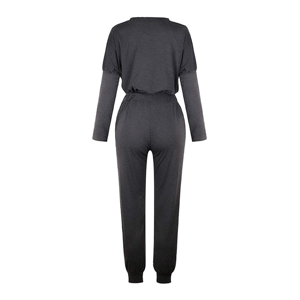 Damen Trainingsanzug Set Sportlicher Sweatsuit für Gym 2-teilig mit Top und Jogger