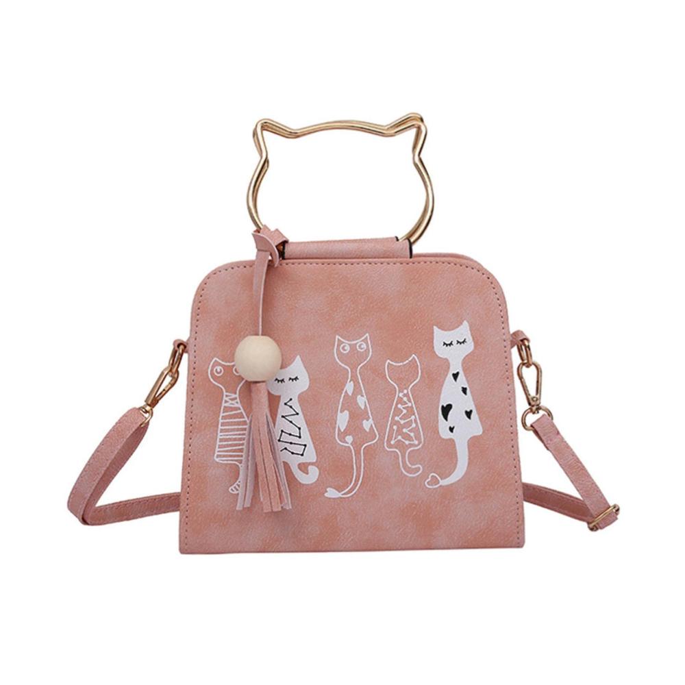 Katzenmuster Kulturtaschen Messenger Bag – Damen Handtasche mit Schultergurt und Quasten Kosmetiktasche im Tierdesign stilvolle Umhängetasche für Frauen trendige Modeaccessoires