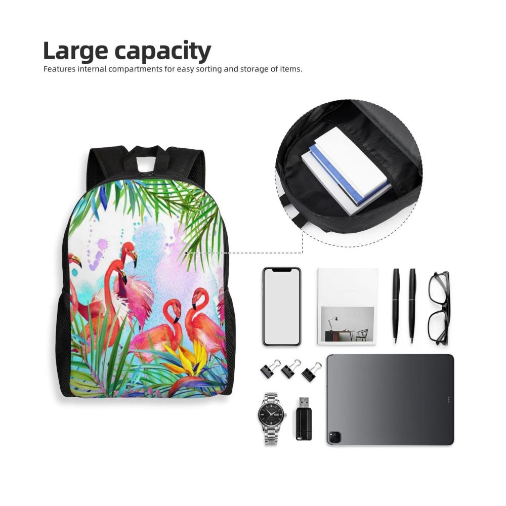 Schulranzen Rucksack Flamingo-Motiv 15 Zoll Laptop-Rucksack für Männer und Frauen – Stilvolle langlebige Schultasche für Jungen und Mädchen