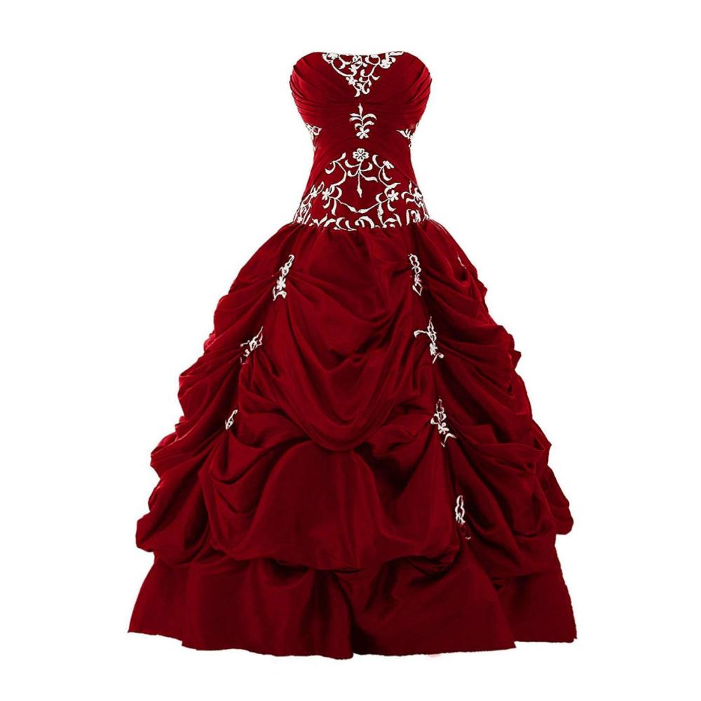 Abendkleider Damen Elegantes Langarm Ballkleid mit Trägerlos-Design und Stickerei aus TAFT für formelle Anlässe