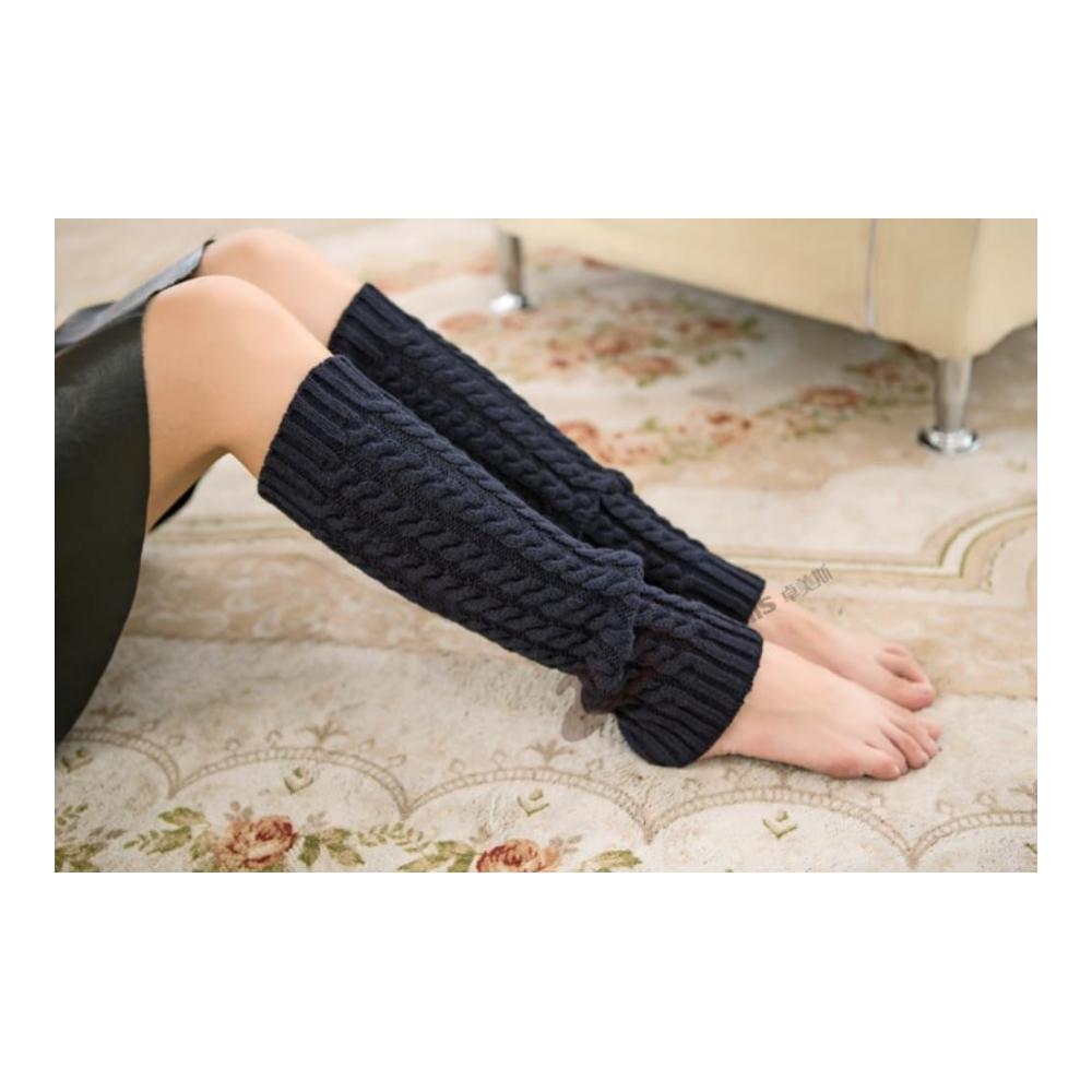 Winter Crochet Strickstulpen für Damen - Lange Beinwärmer & Beinstulpen in Schwarz für Ballett Fitness Yoga Tanzen Sport & Bergtouren (40 cm