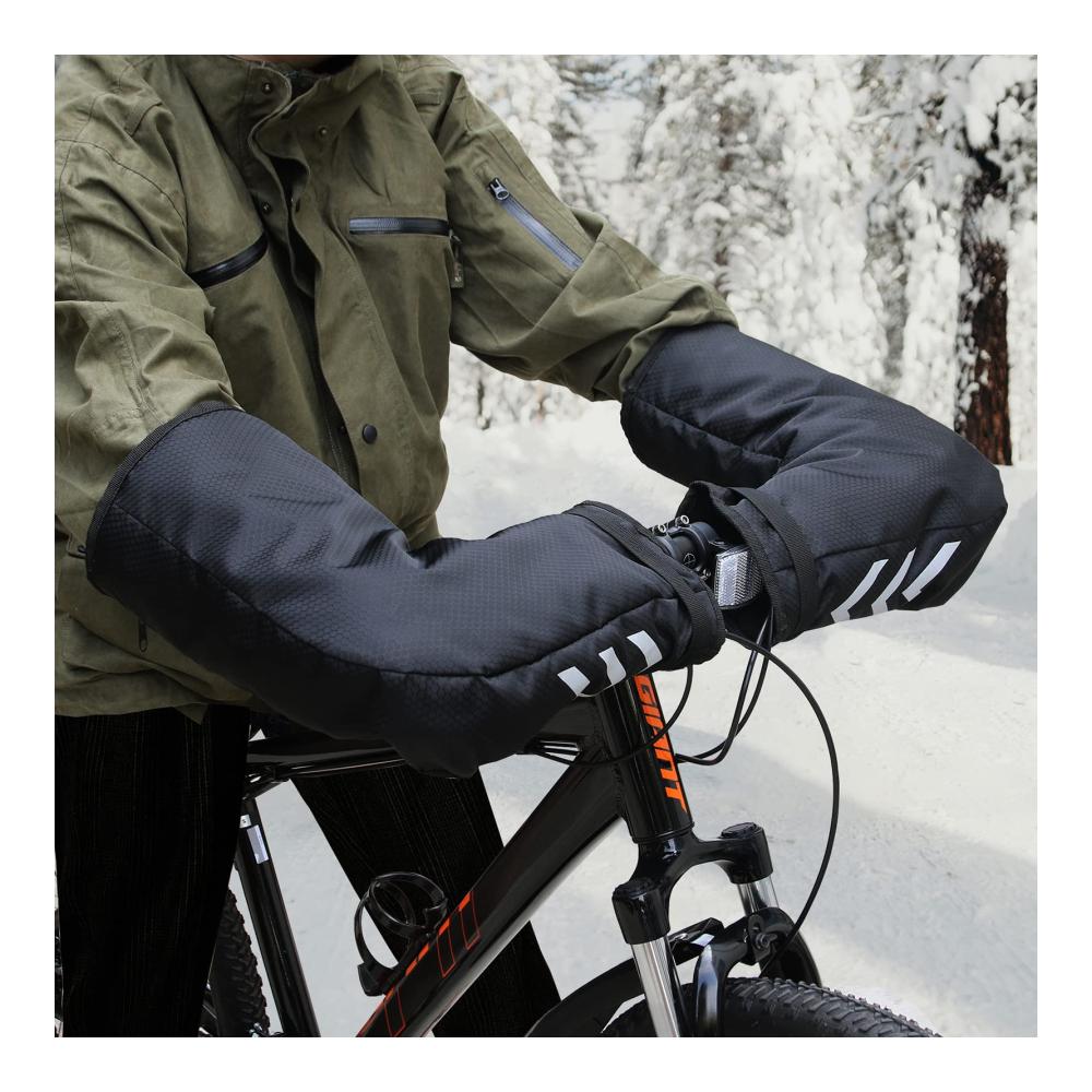 Wasserdichte Fahrradlenkerhandschuhe mit Reißverschlusstasche für kaltes Wetter - Mountainbike-Handschuhe für Pendler und MTB-Fahrer