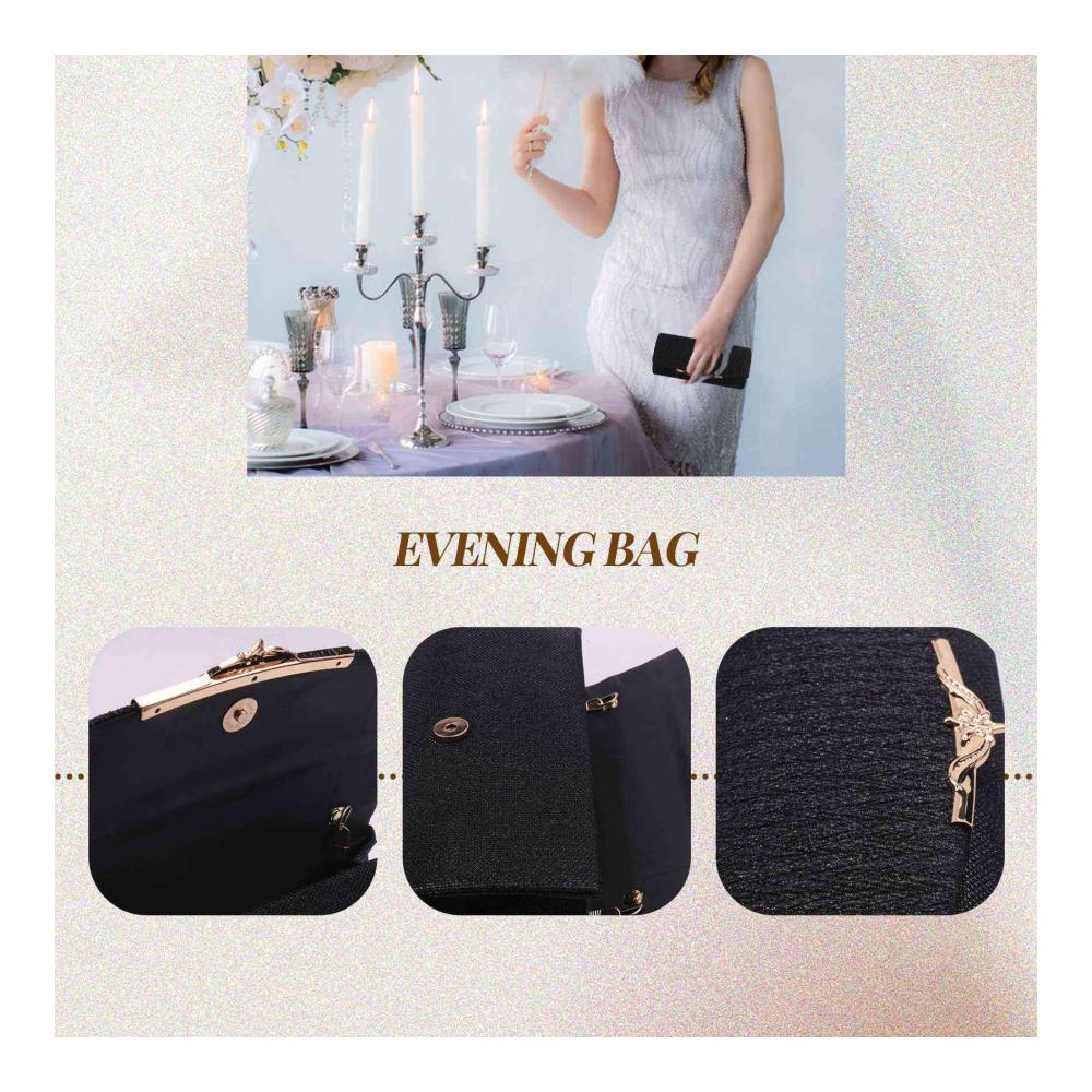 Damen Clutch Handtasche in Schwarz für Partys Hochzeiten und besondere Anlässe