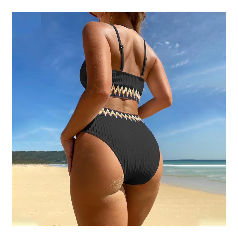 Bikini-Sets TOEECY Damen Bademode mit Push-Up-Effekt High Waist und Druckmuster - Zweiteiliger Schwimmanzug für einen sexy Look