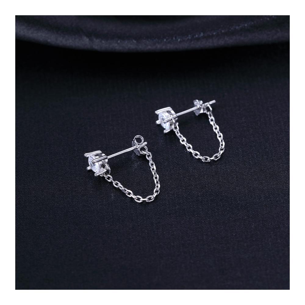 925 Sterling Silber Ketten-Ohrringe für Damen und Mädchen - Elegante Ohrstecker in Kleinformat
