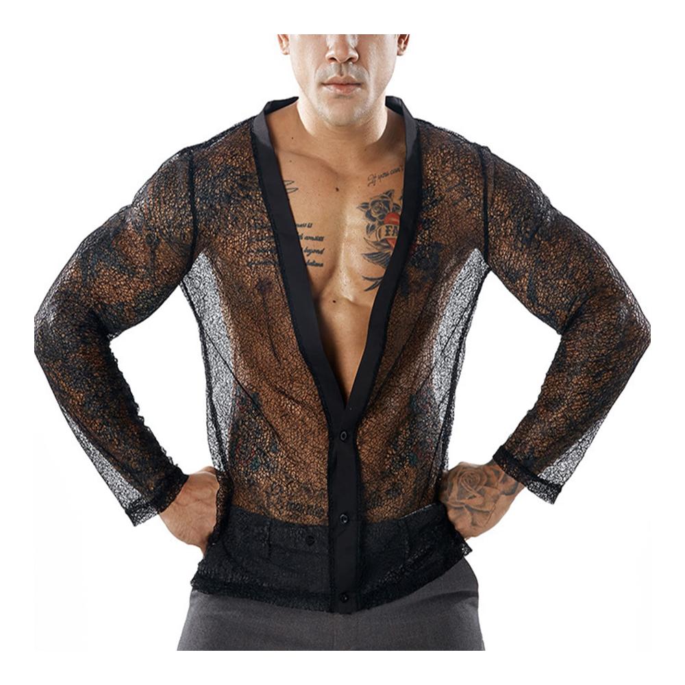 Langarmshirts Herren - Transparentes Netzshirt Dünn und Atmungsaktiv