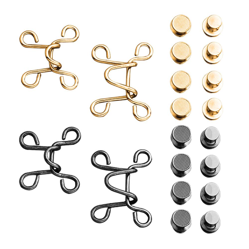 Premium Gürtelschnallen-Set 4 Nagelfreie Verstellbare Taillenschnallen mit Extender für Jeans und Hose (Gold & Schwarz 2 Größen) - Ideale Jeansverlängerung Taillenverstellung für perfekten Sitz