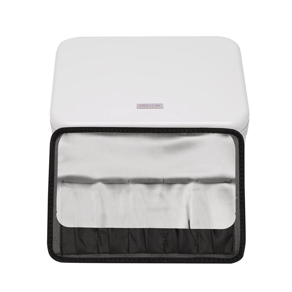 Multifunktionale Make-up-Box mit verstellbarem Beinspiegel dimmbaren LED-Lampen und kippbarem Spiegel – Friseur-Roller aus beleuchteter Aluminiumlegierung