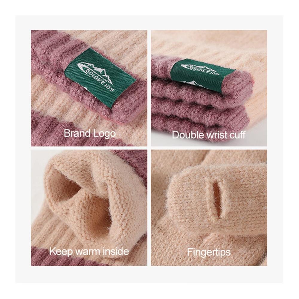 Herbst/Winter Damenhandschuhe Warme Wolle Winddicht Touchscreen Gestrickt Verdickt Vollfinger