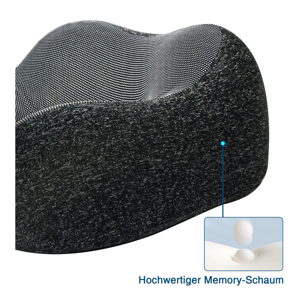 Memory Foam Nackenkissen für unterwegs - Reisekissen für Flugzeug Auto Zug Büro - Schnell verpackbares Nackenstützkissen aus 100% reinem Memory Foam - Perfektes Nackenhörnchen für Camping und Erwachsene