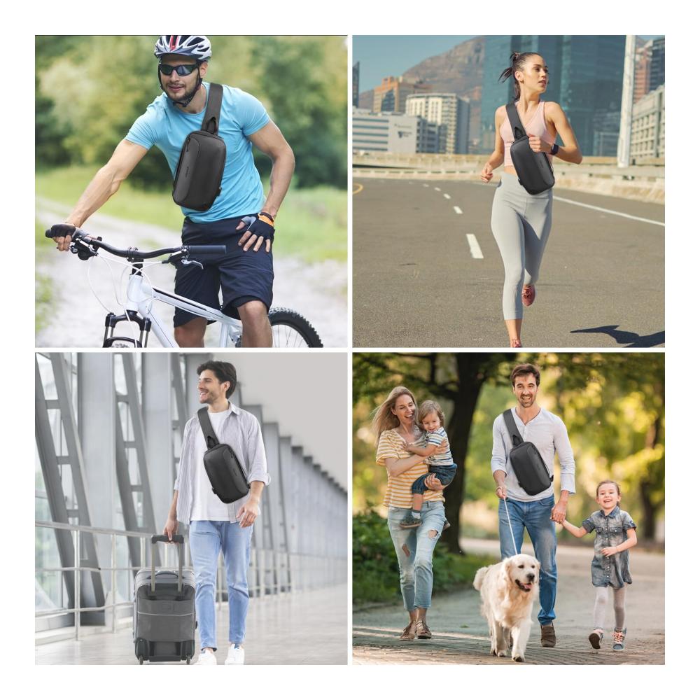 Multifunktionale Herren Schultertasche mit USB-Ladeanschluss | Leicht wasserdichter Schulterrucksack für Arbeit Schule Reisen Radfahren und Wandern