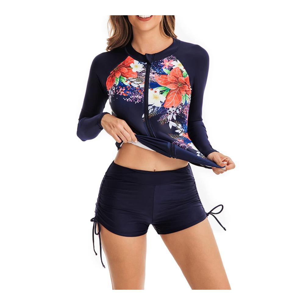 Langarm Rash Guard Badeanzug für Frauen - UV-Schutz Reißverschluss Surfen & Schwimmen