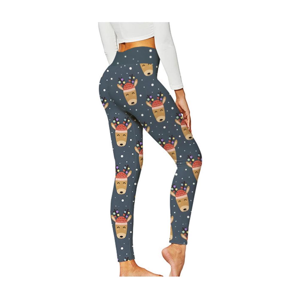 Festliche Weihnachtsleggings für Damen mit Schneeflocken- und Elchdruck – Yogahose für die Feiertage Sportliche Enge Dehnbar und Stilvoll